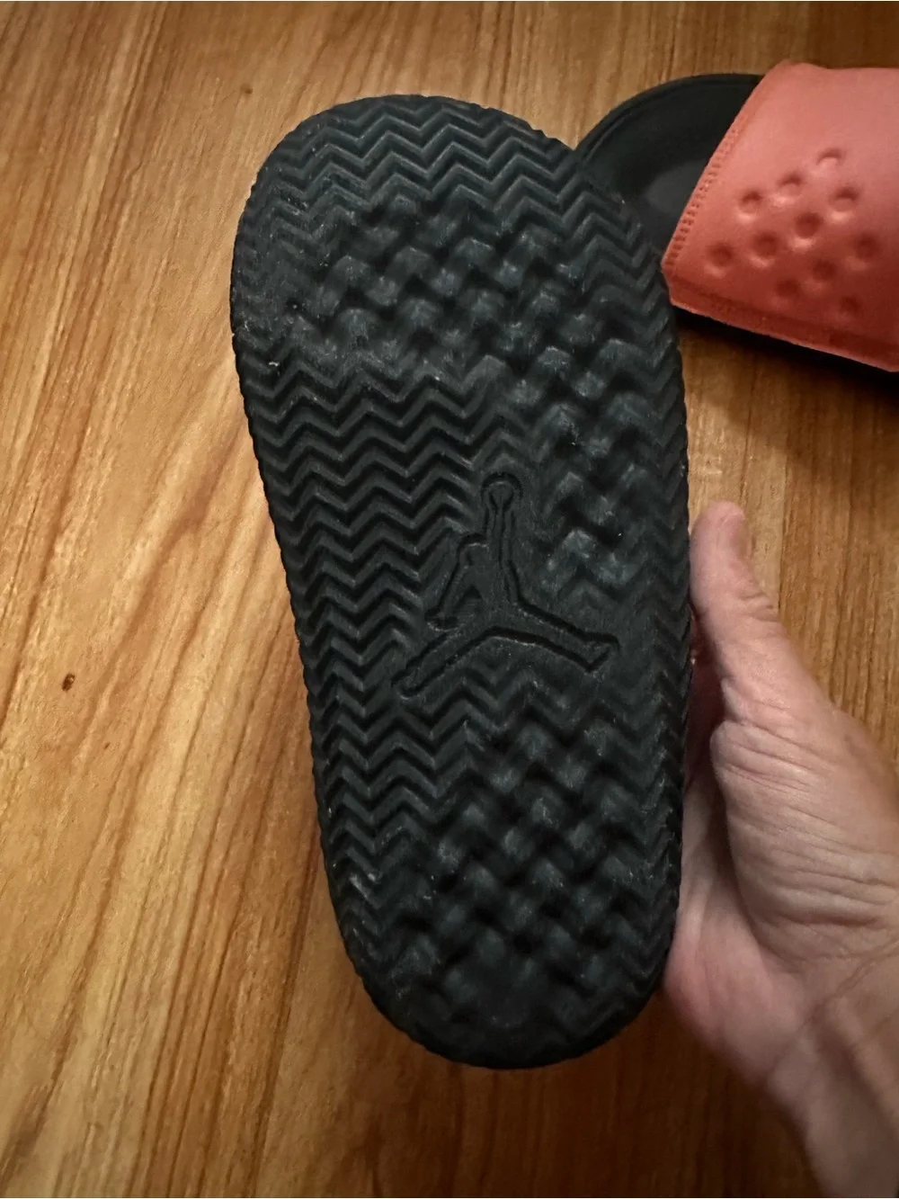 Jordan Peach and Black Slide Sandals